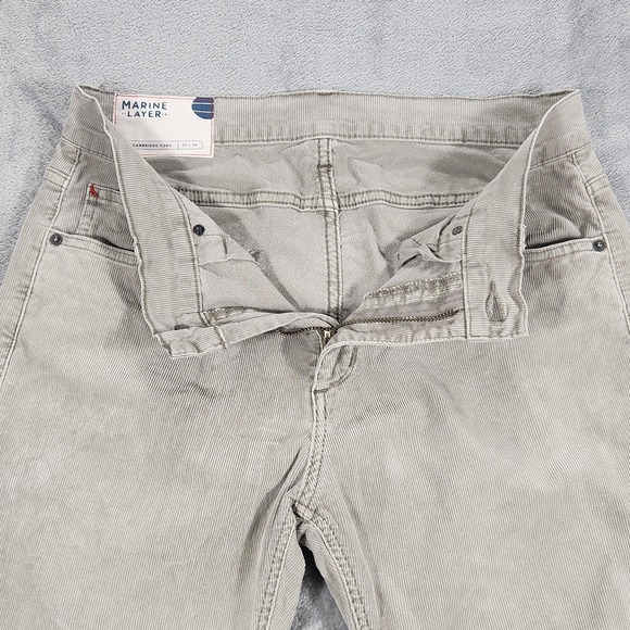 Marine Layer Cambridge Cord Pants Mens 30x30 Gray Corduroy Stretch Casual - Picture 9 of 16
